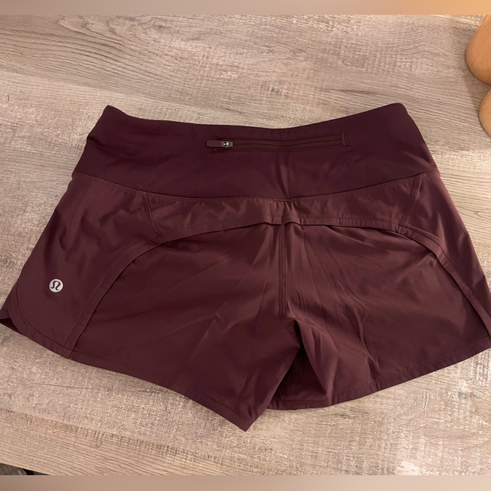 Lululemon, Women’s, Run Times Mid-Rise Short 4", Arctic Plum (Burgundy), Size 4